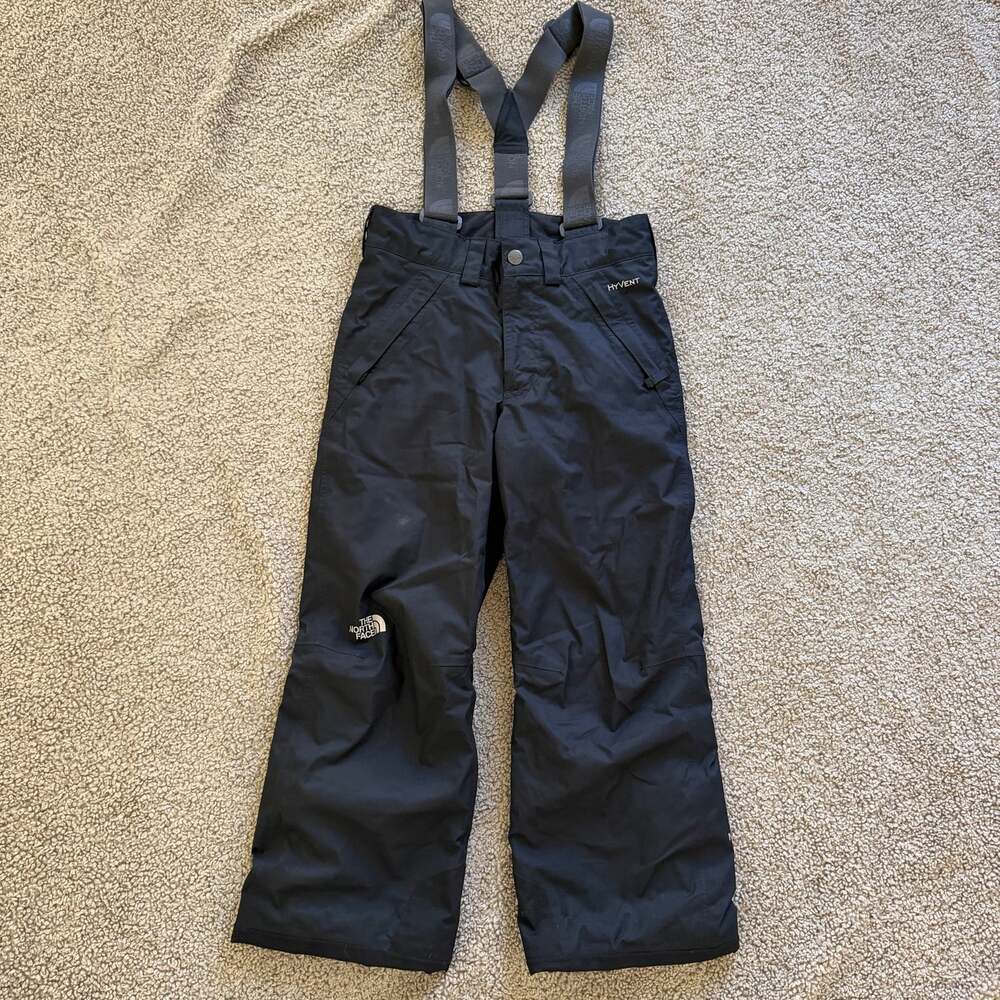 The North Face Boys HyVent Insulated Snow Pants Black S 7/8 EZ Grow Ski Bib